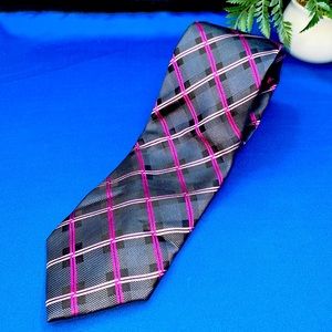 Croft & Barrow Men Plaid Pink Grey Tie
